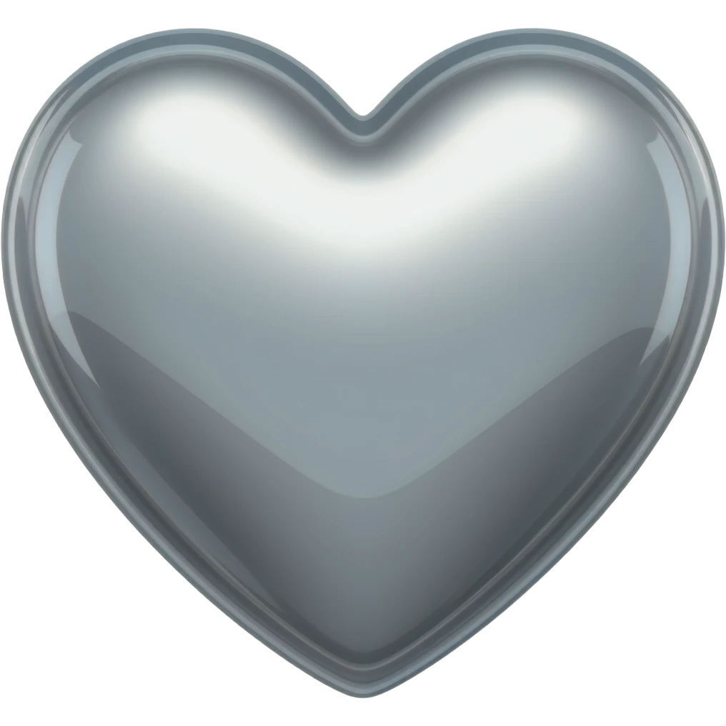 Heart with a deep, shiny chrome mirror like finish emoji