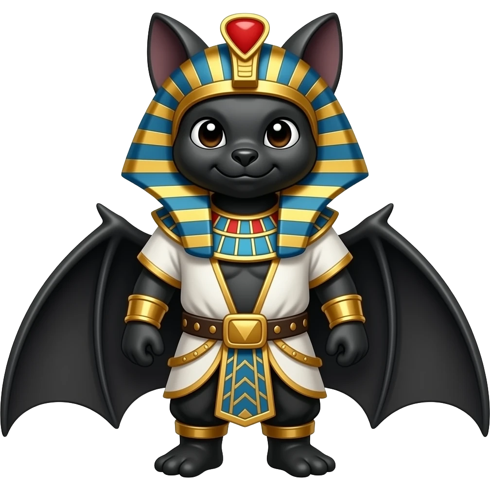 A bat dressed in medieval egiptian outfit. Full body emoji