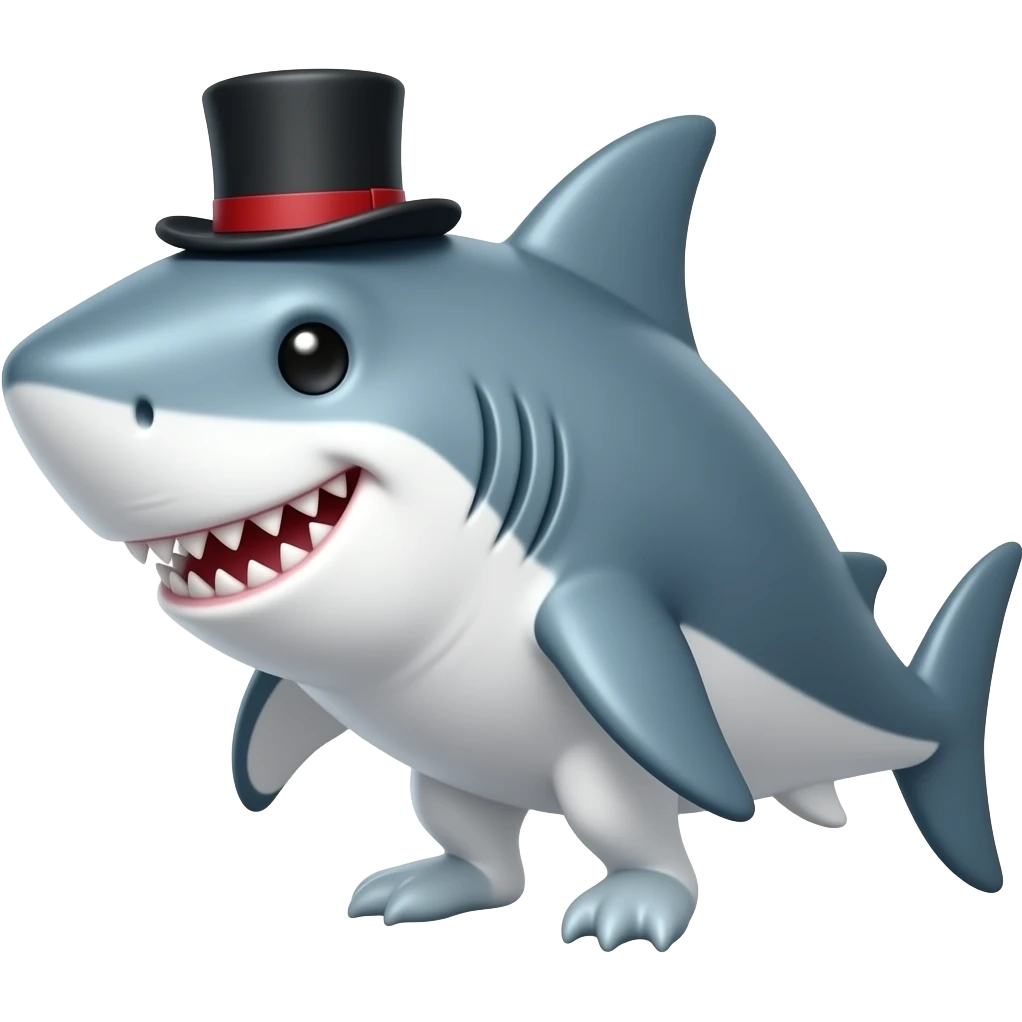 Shark with a top hat emoji