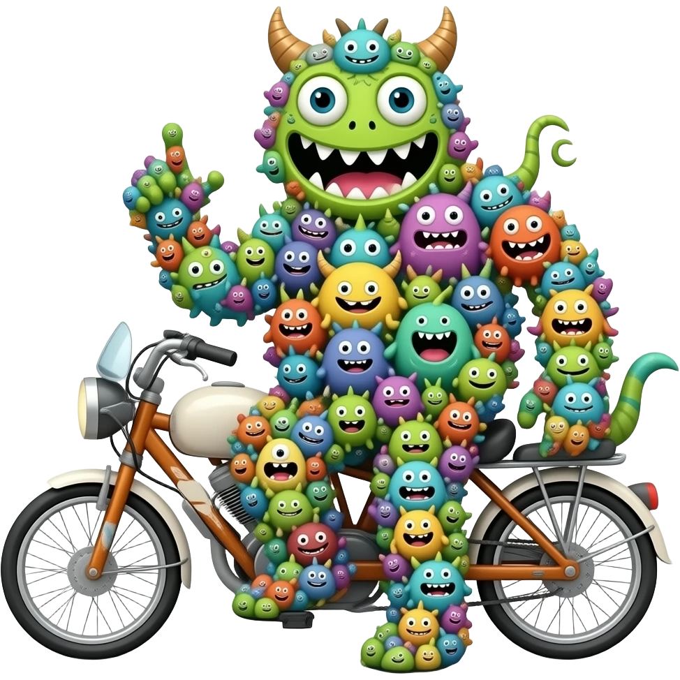 10000 Little monster  in the car and bike emoji