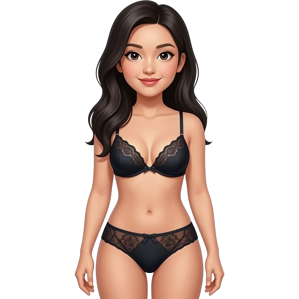 Asian woman with Sexy lingerie bra and panty emoji
