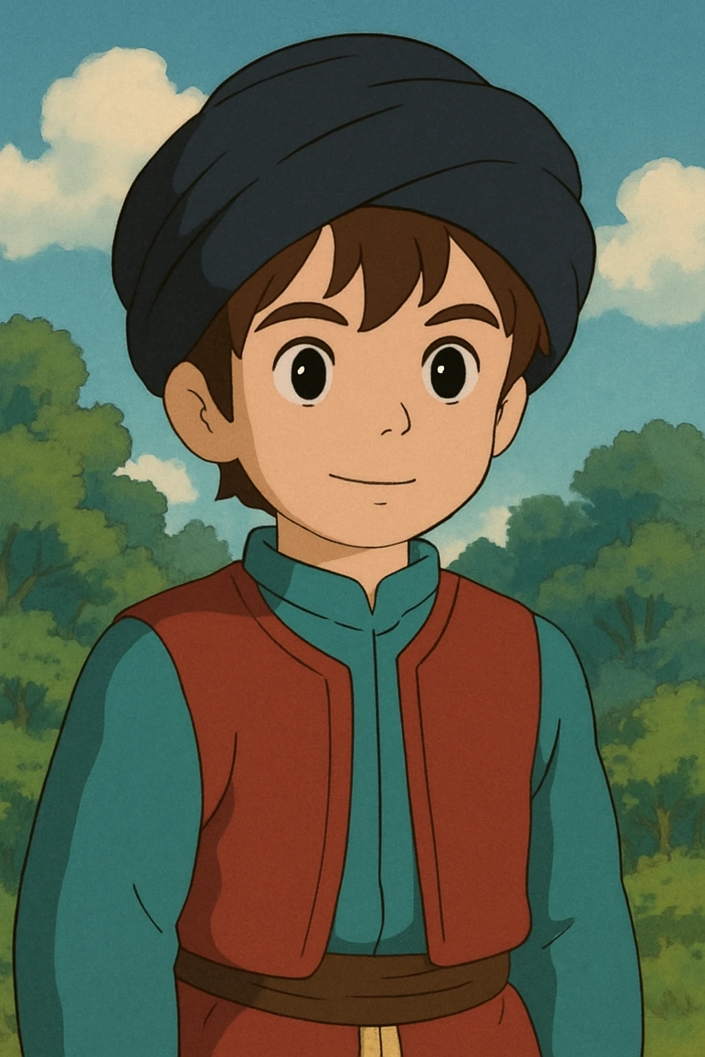 A boy brown hair black eyes turbi x costume emoji