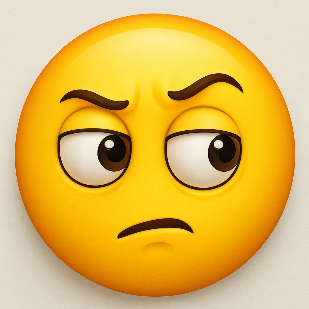 yellow face emoji with dramatic side glance emoji