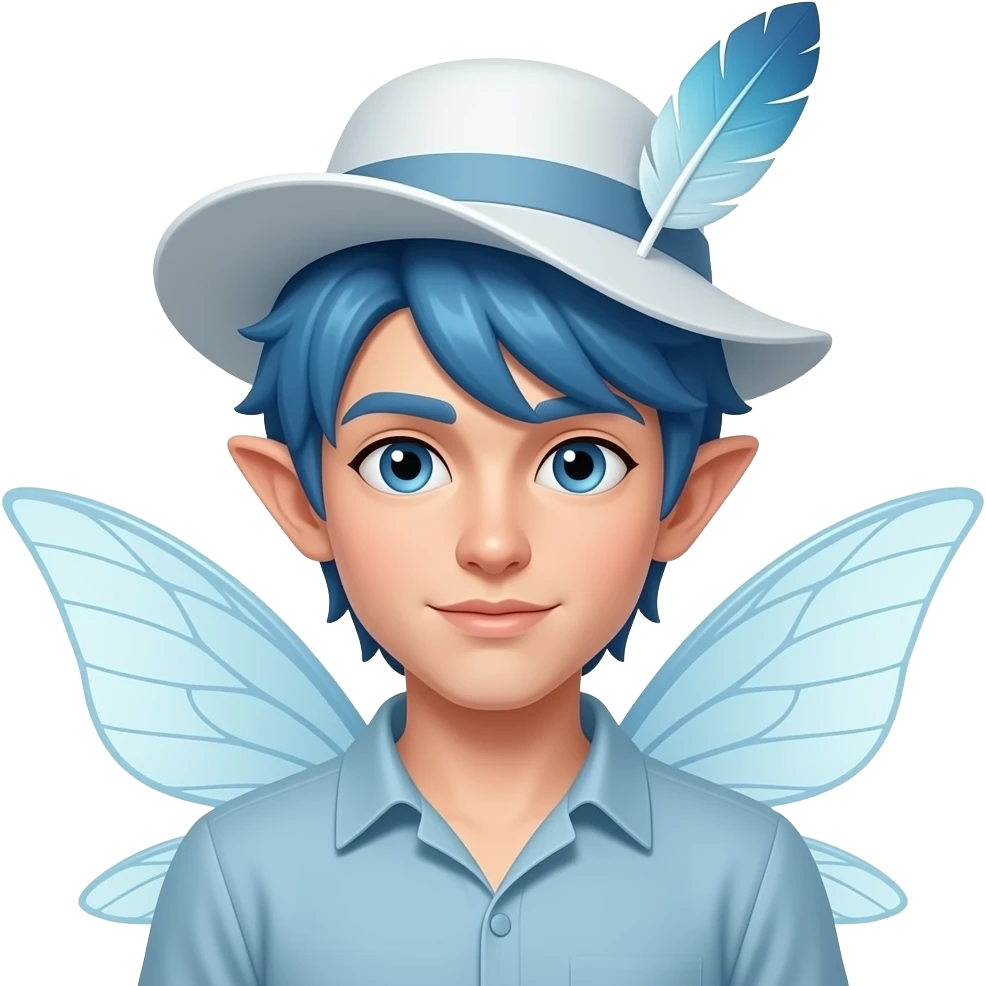 blue haired fairy man with hat emoji