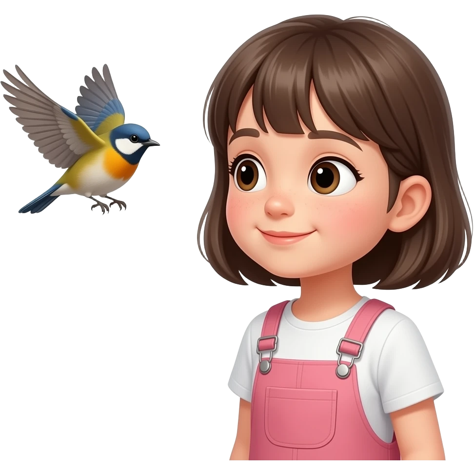 child girl watching birds emoji