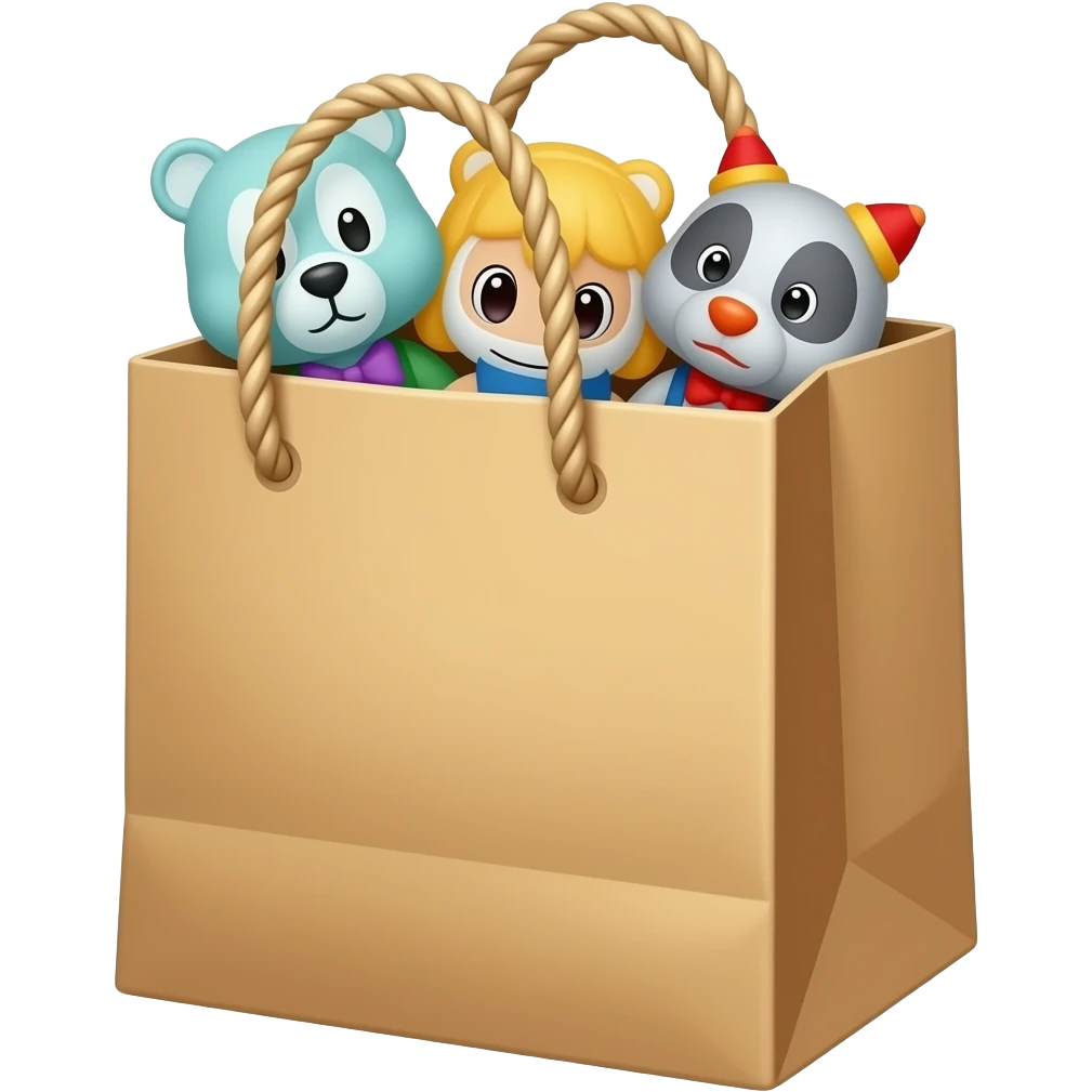 paper bag with toys emoji