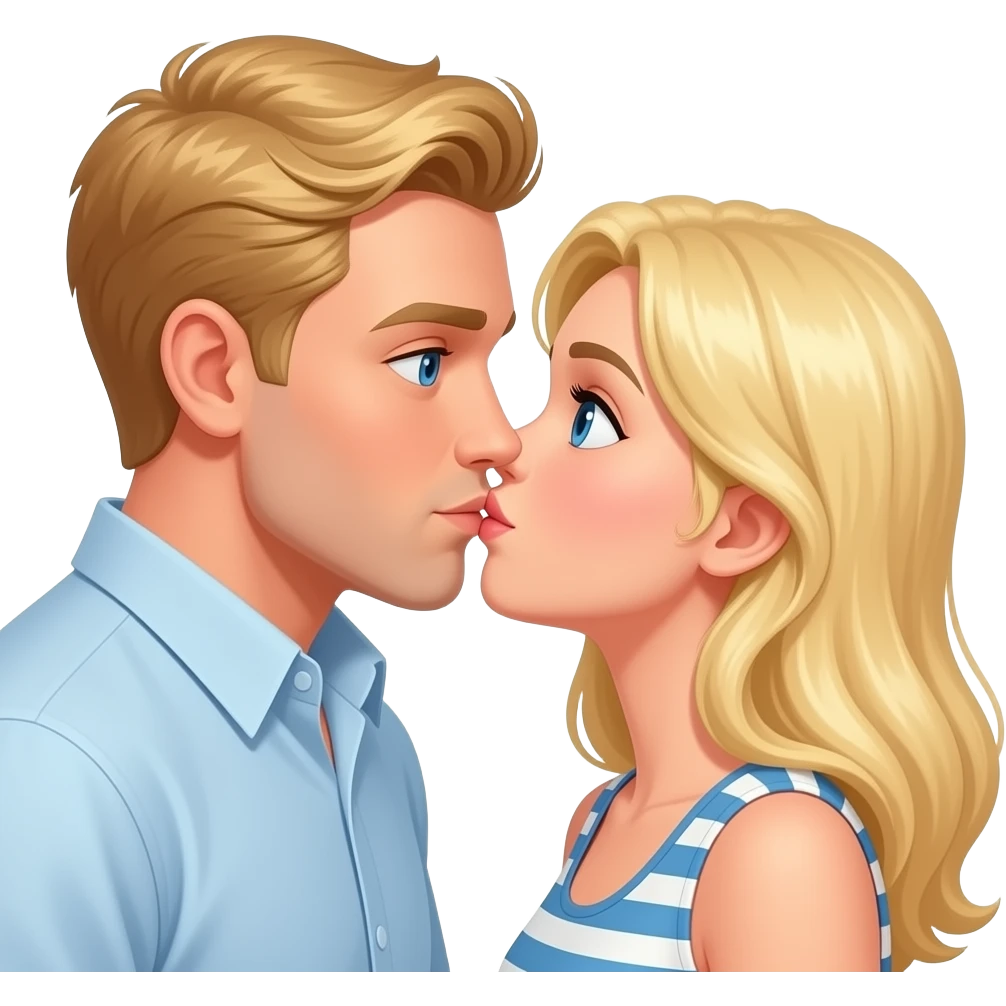 Sarışın mavi gözlü bir adam ve sarışın mavi gözlü kız öpüşsün emoji
