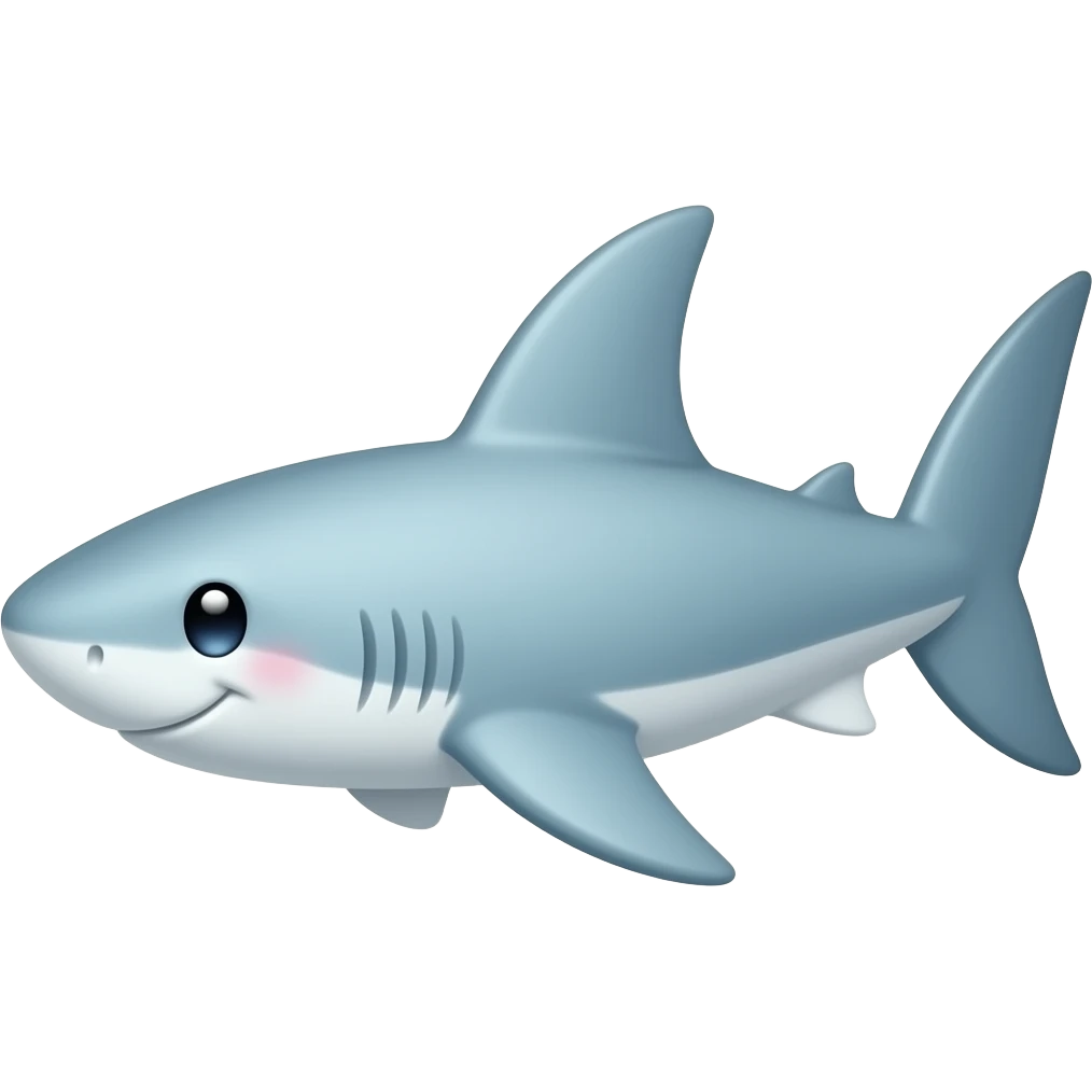 Kawaii hammerhead shark with little smile,  eyes emoji