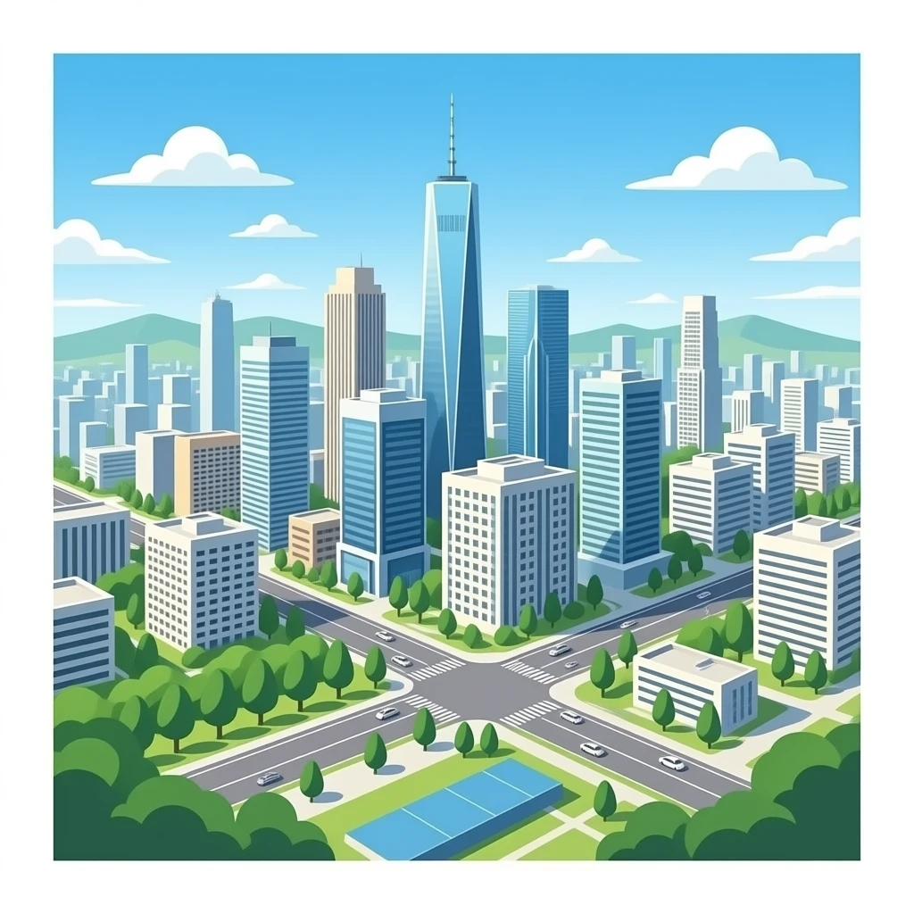 una ciudad anime can rascacielos i la foto hazla des del cielo emoji