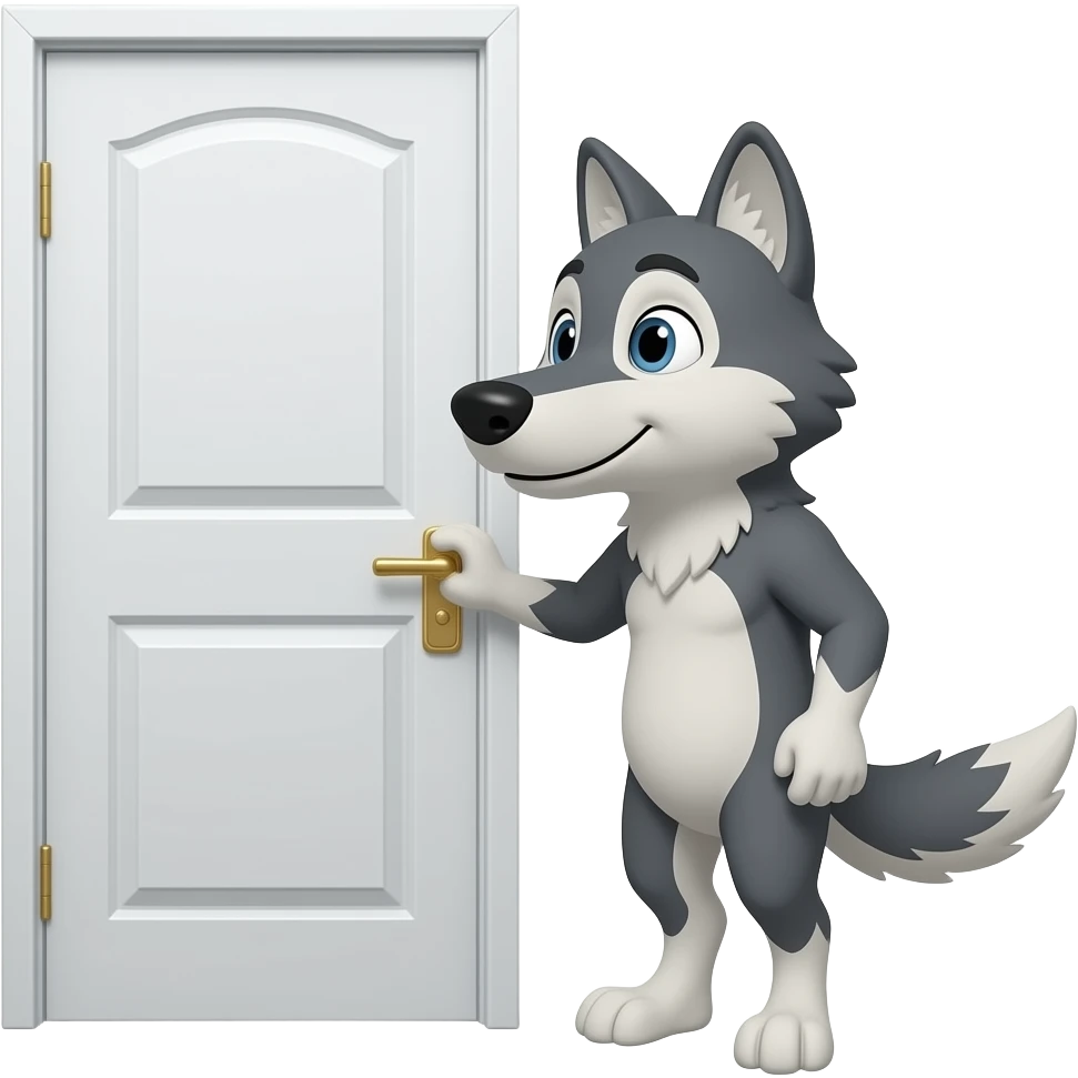 lobo animado picando la puerta emoji