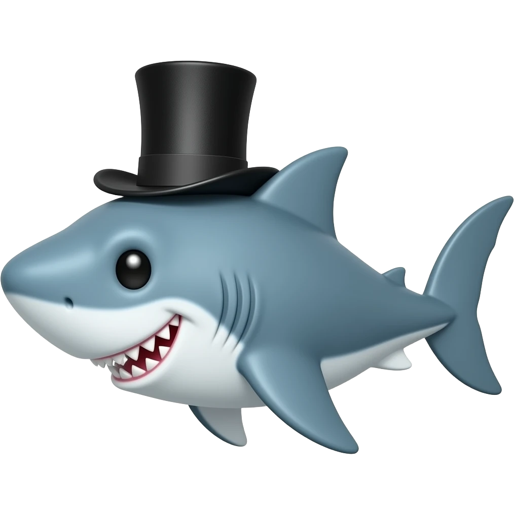 Shark with a top hat emoji