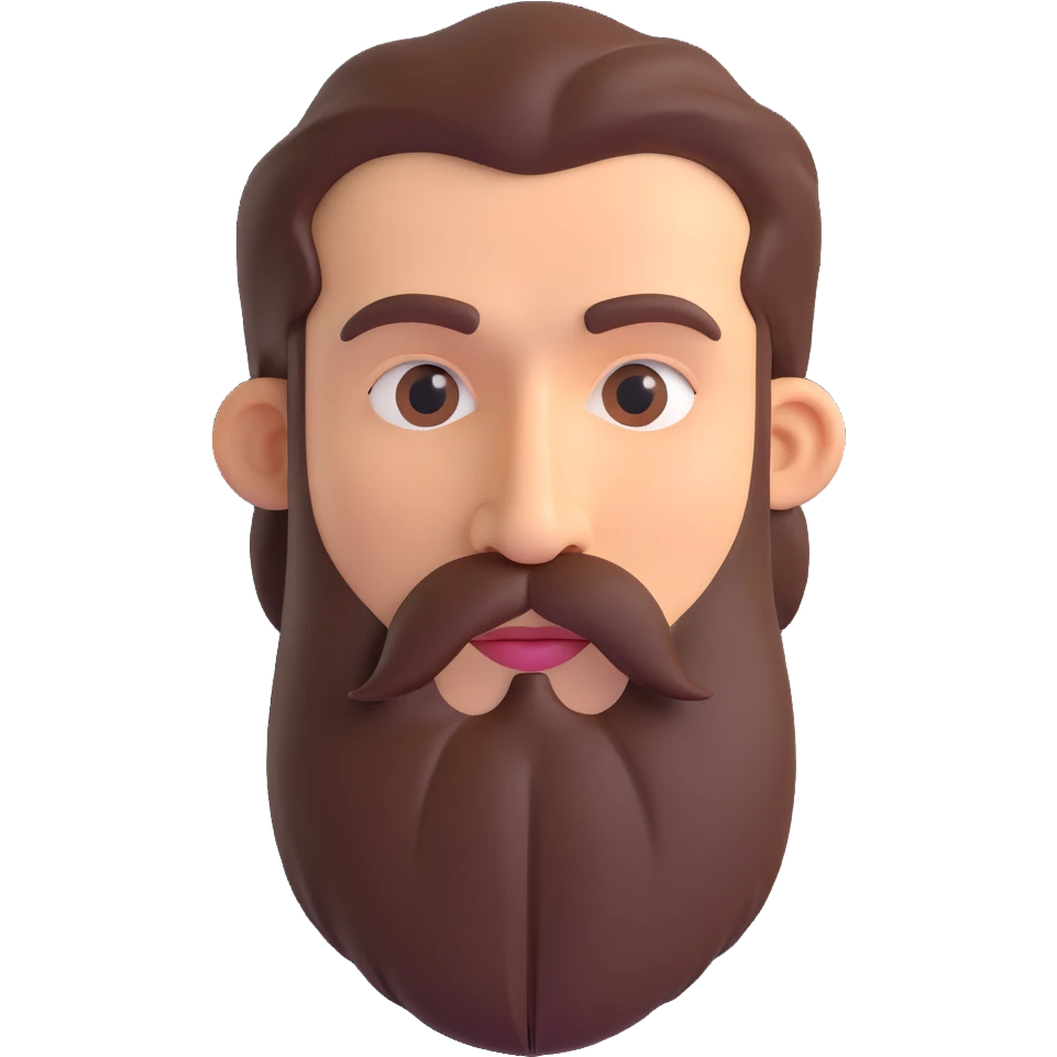 Primitive human face with thick beard and hair emoji