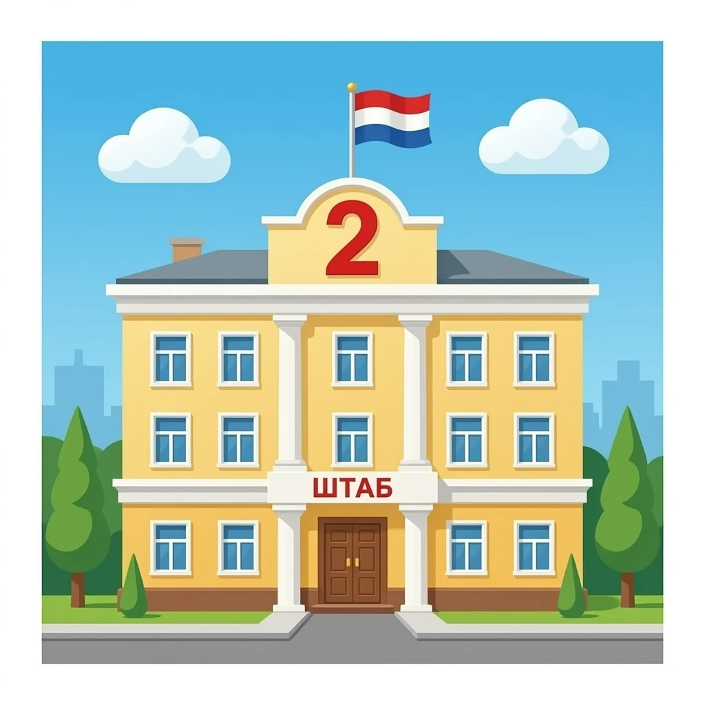 здание с номером 2 и надписью "ШТАБ" emoji