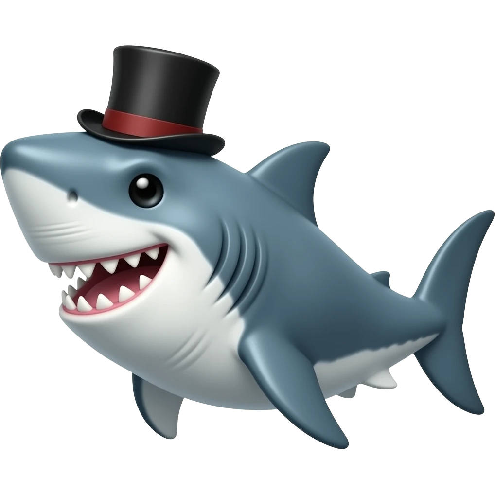Shark with a top hat emoji