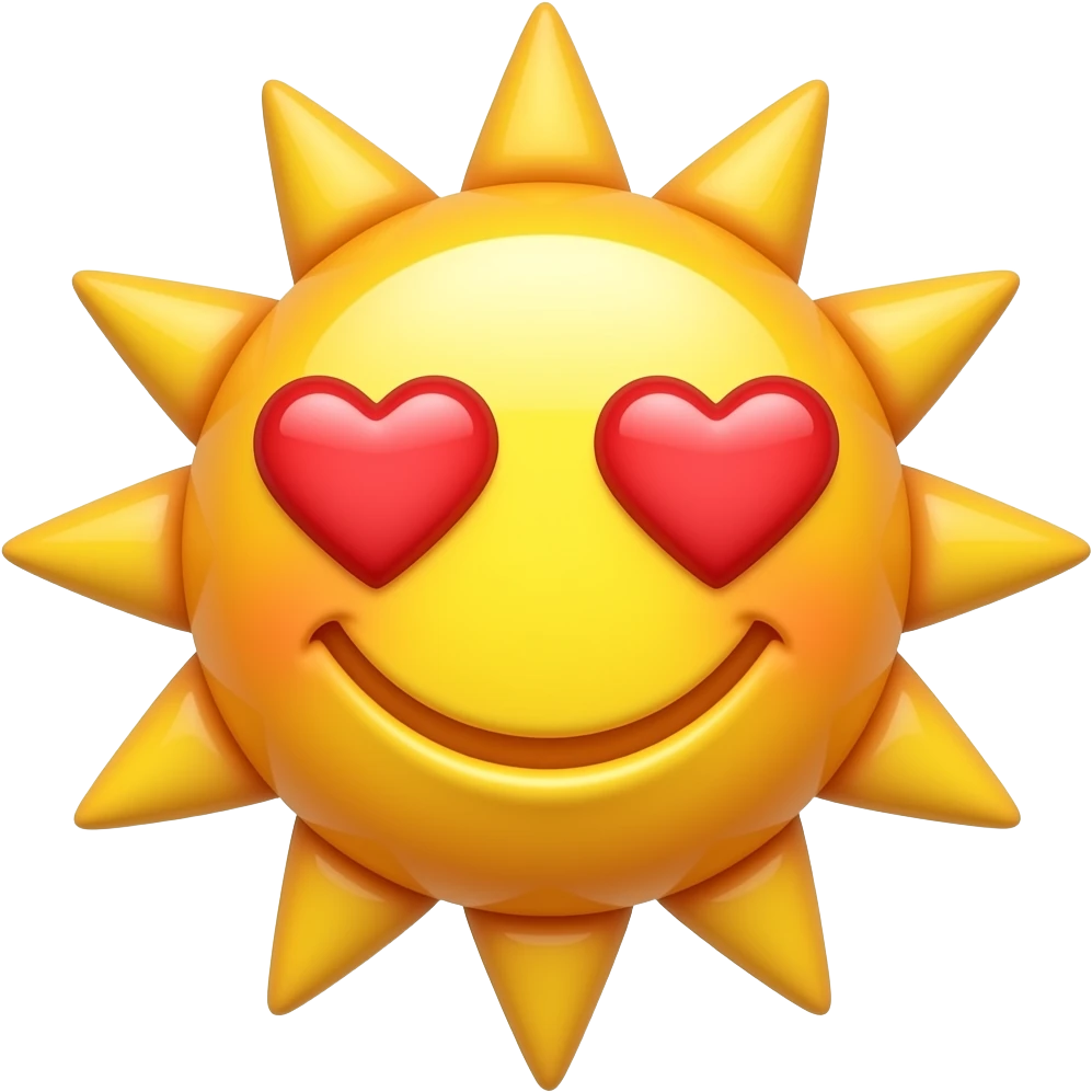 je veux des emoji soleil qui as les yeux en coeur qui sourie emoji