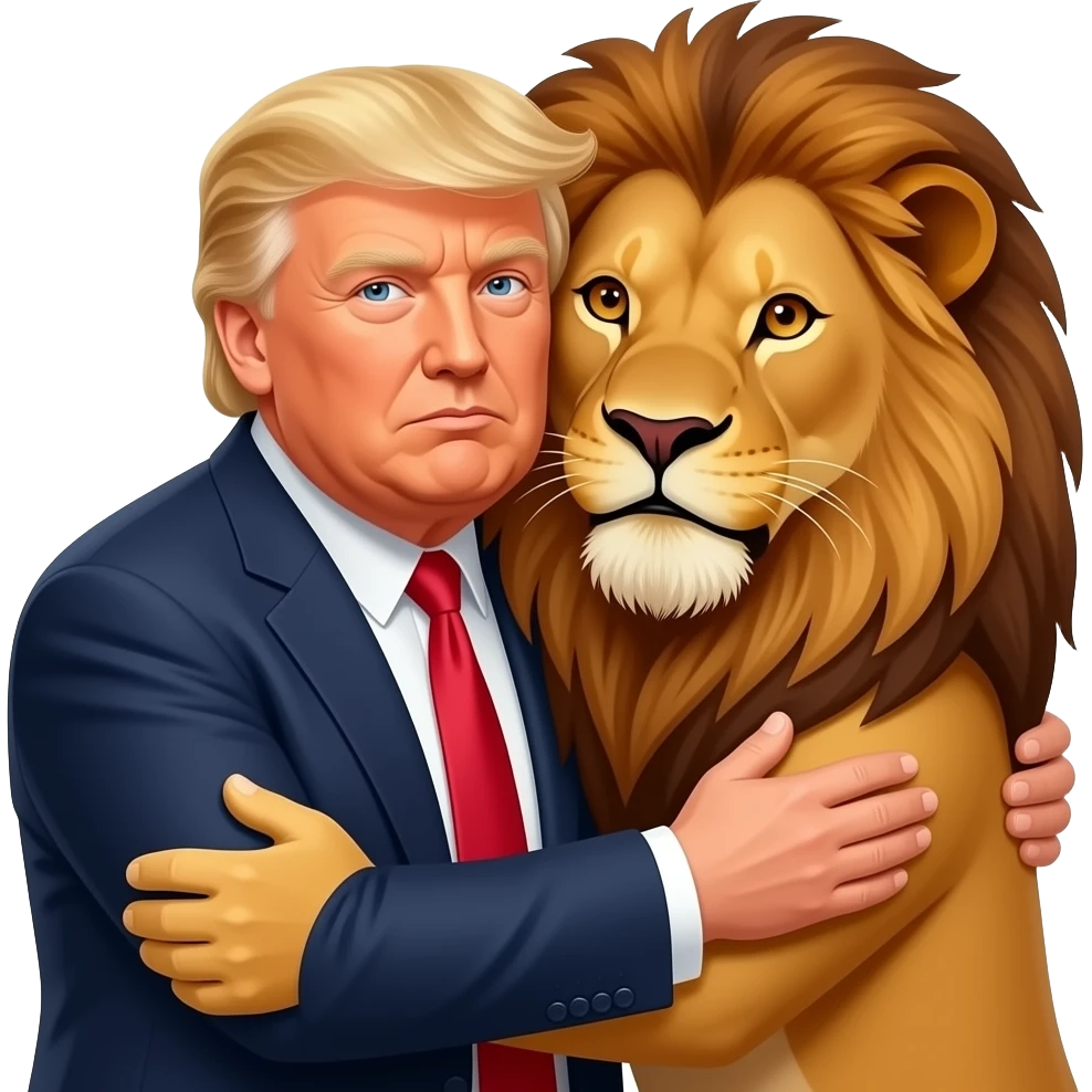 Donald Trump abraçando papa leão emoji
