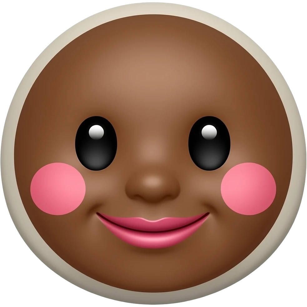 A brown smiley emoji kind of girly with the words Bhappy2.  The words are best but the image needs to be just a round smiling emoji maybe with a girlish emoji
