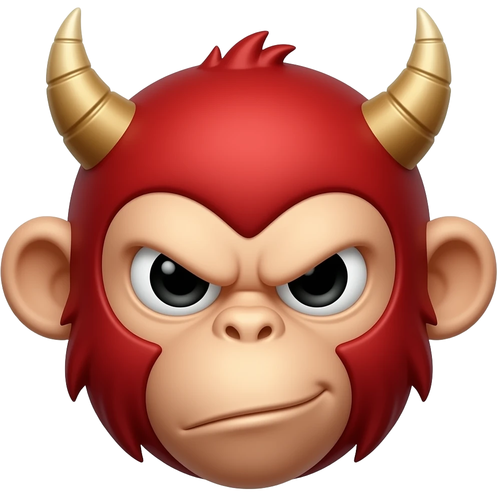Red monkey with horns, only the head. Make it look more evil. And normal eyes emoji
