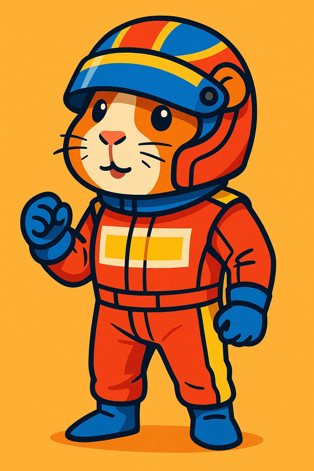 guinea pig in a Formula 1 racing suit and helmet, full body, detailed cartoon emoji