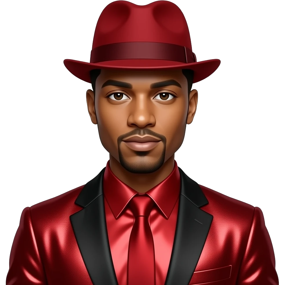 Ne-Yo, Singer with red hat, red metallic shirt, red metallic suit jacket emoji