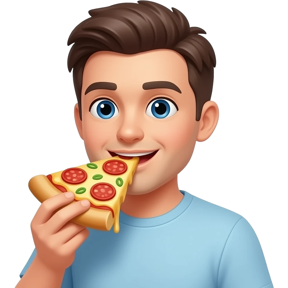 A human eating a pizza emoji