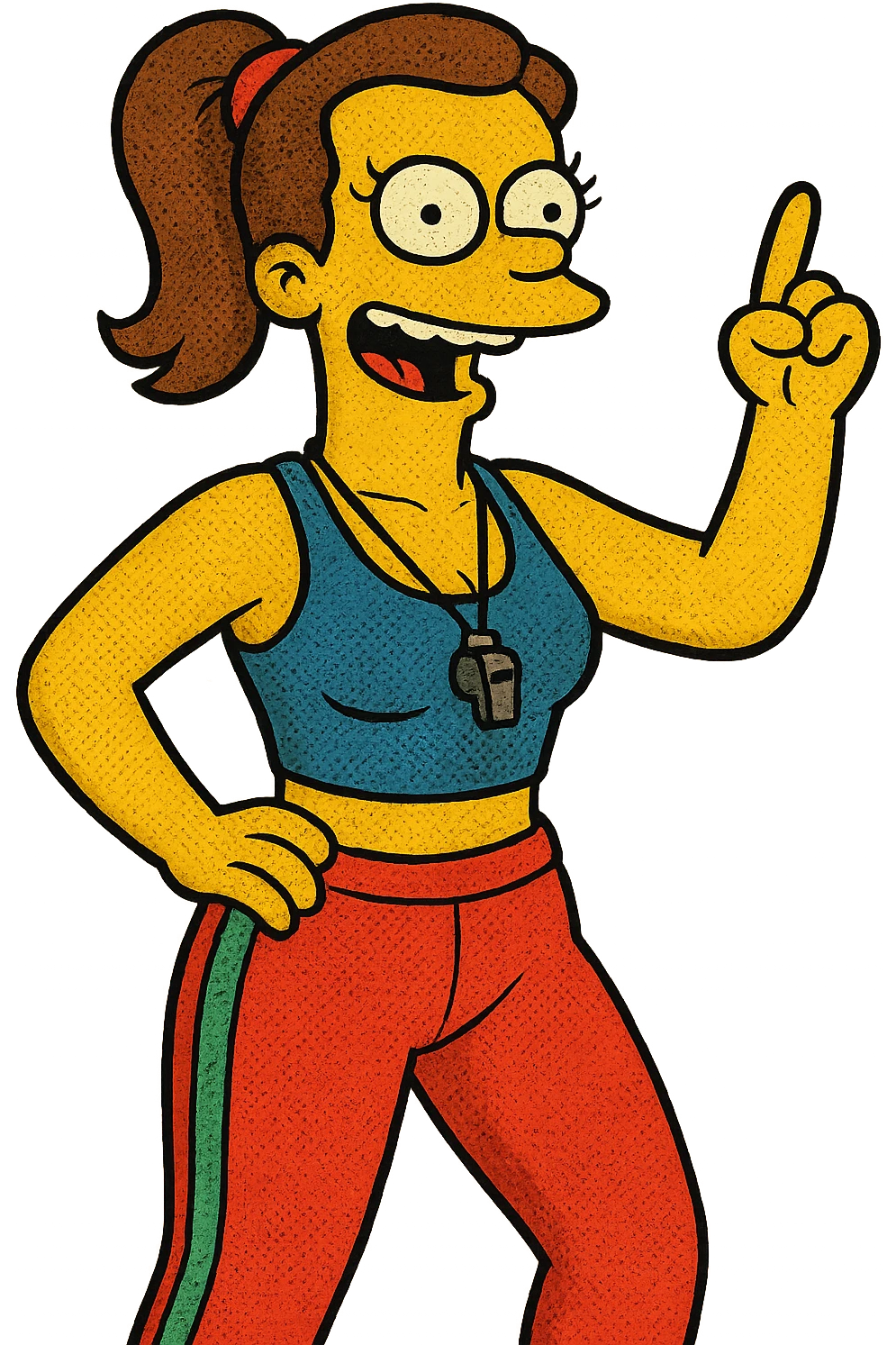 woman in sportswear, fitness coach, Simpsons cartoon style emoji