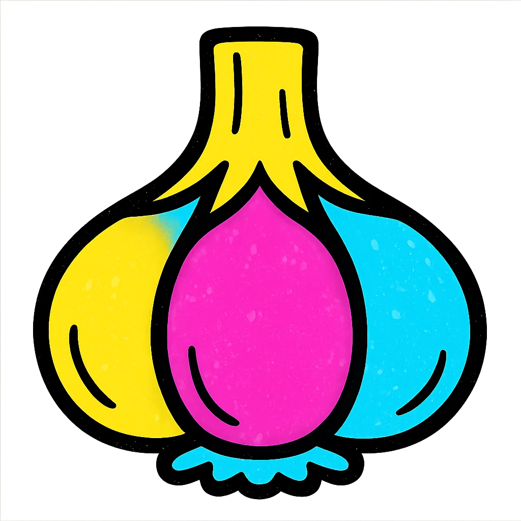 Bright and colorful garlic. emoji