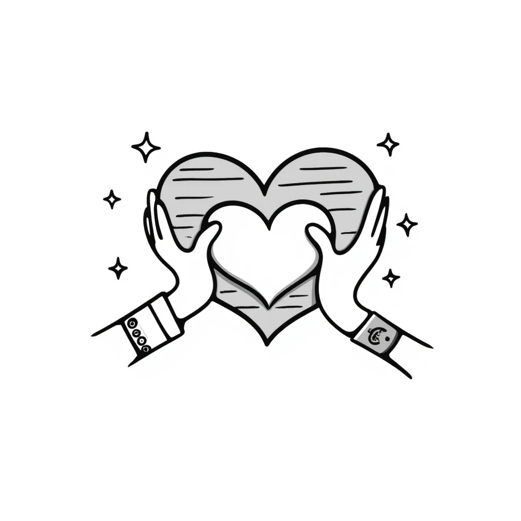the concept of love, hand drawn doodle, notion style emoji