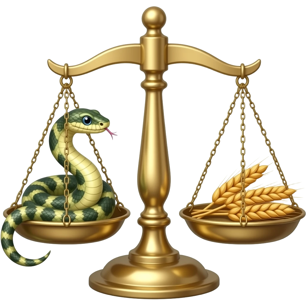 ⚖️🐍🌾 (Balança, Serpente/Medicina e Trigo). emoji