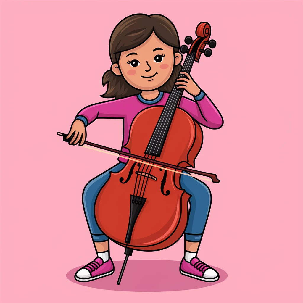 digital vector art of girl playing cello emoji
