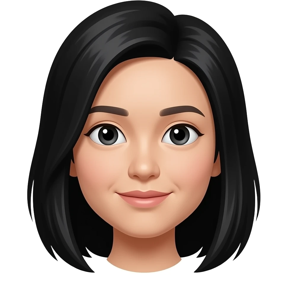 asian small eyes black hair past shoulder emoji