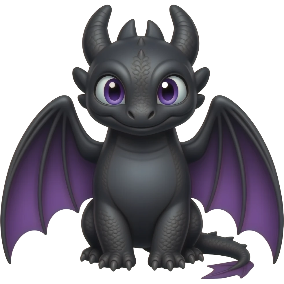 Black/White/purple night fury how to train your dragon with purple blue eyes emoji
