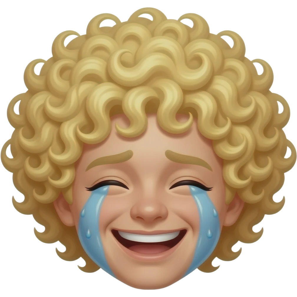 Laughing crying head head exploding blond curly hair emoji