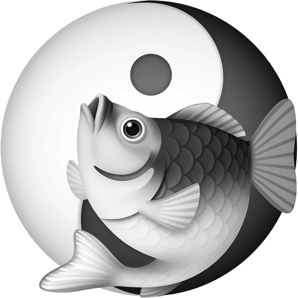 Ying yang fish black and white emoji