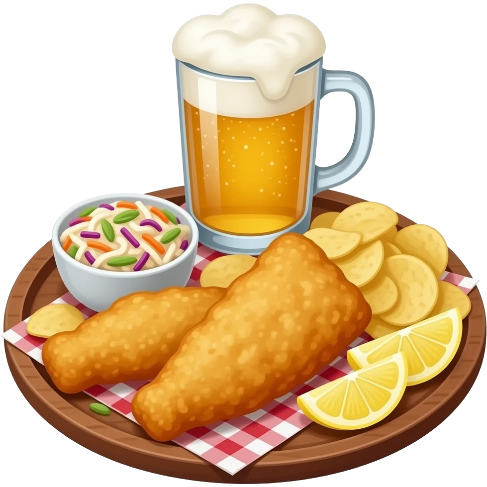 Wisconsin supper club classic Friday night  fish fry on a platter beer battered no head on fish emoji