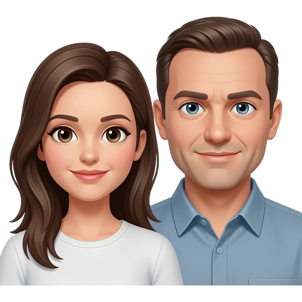 can you make a couple where the woman has brown hair, and the man is bald on top with hair on the sides emoji