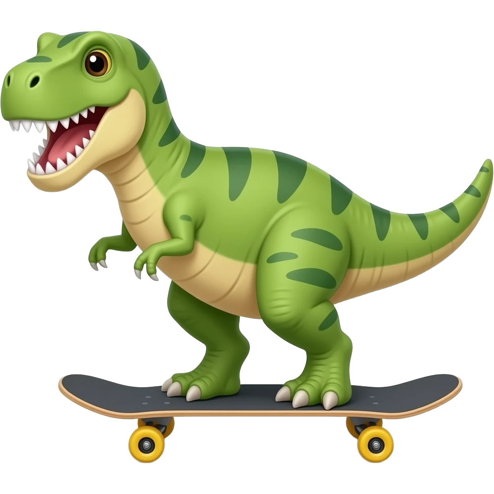 Dinosaur on a skateboard emoji