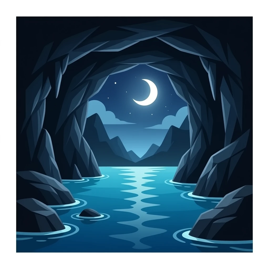 une grotte très sombre il ne doit pas y avoir de l'eau emoji