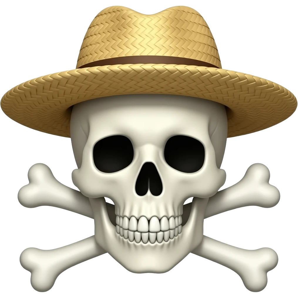 Skull and crossbones with straw hat emoji