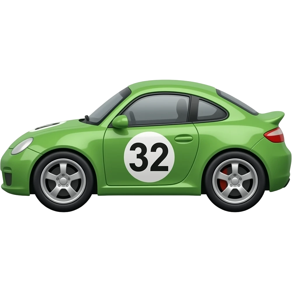 Toy green race car number 32 on the side view emoji