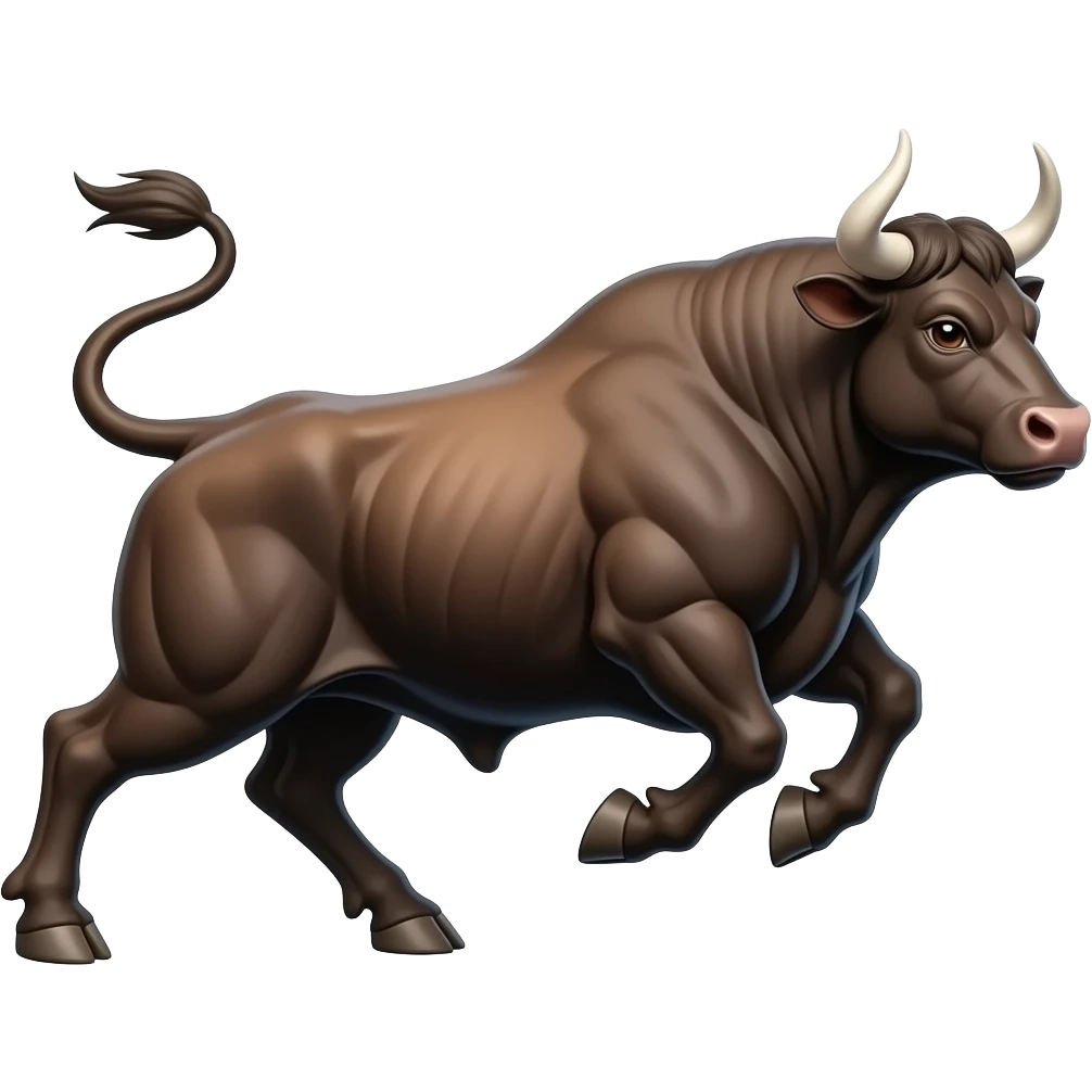 create a bull side profile, facing right, full mascular body, in action (bull move) emoji