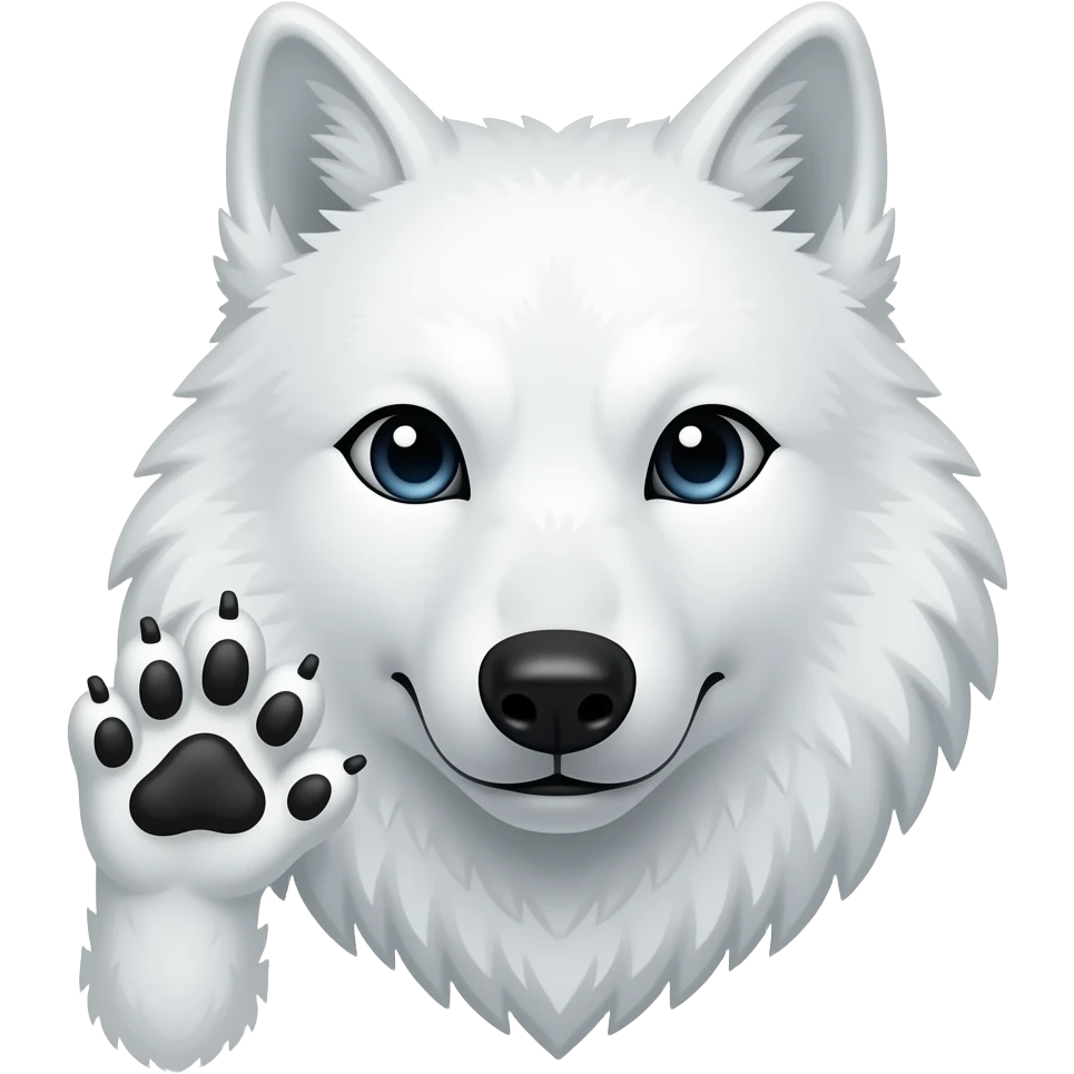 White wolf head with saluting paw emoji