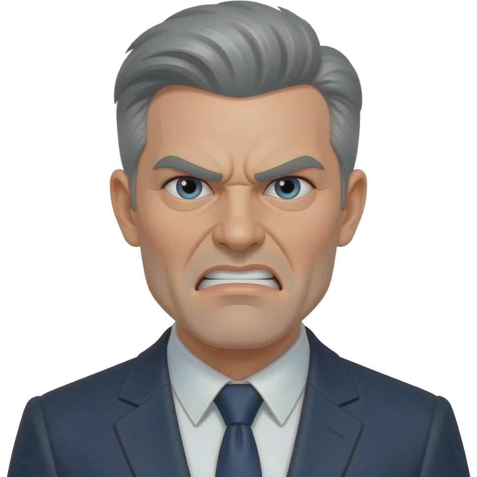 A stern angry man, gray hair emoji