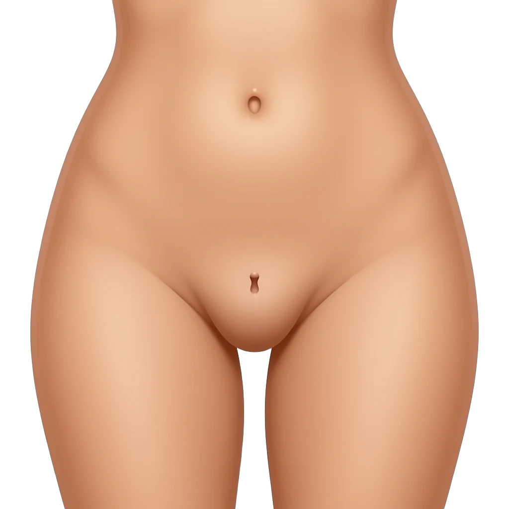 Woman with nude legs and nude vulva with vagina and clitoris emoji