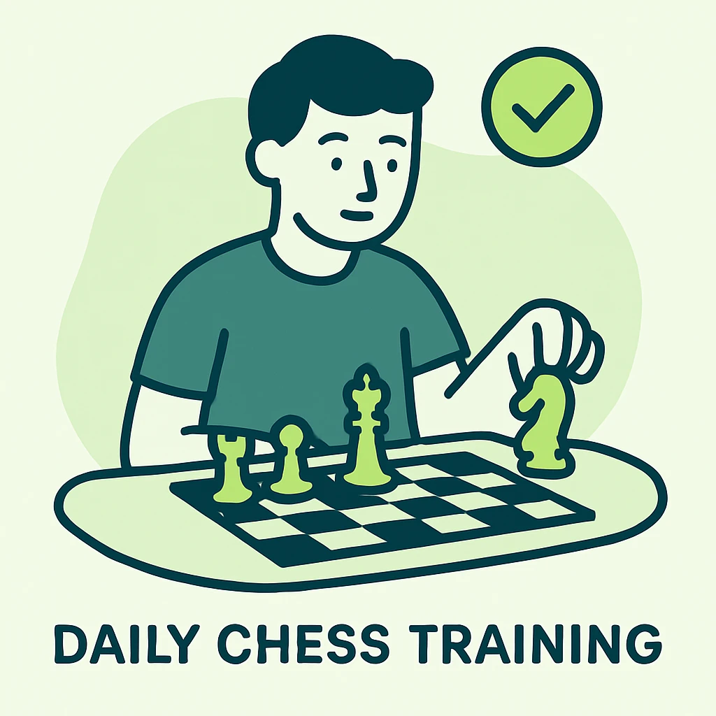 A representation of the concept: "Daily chess training session completed!". No text emoji