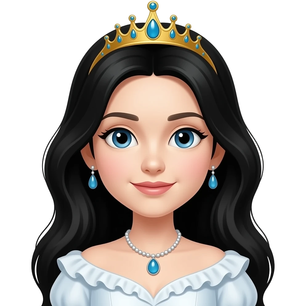Crie um emoji de uma princesa branca de cabelos pretos emoji