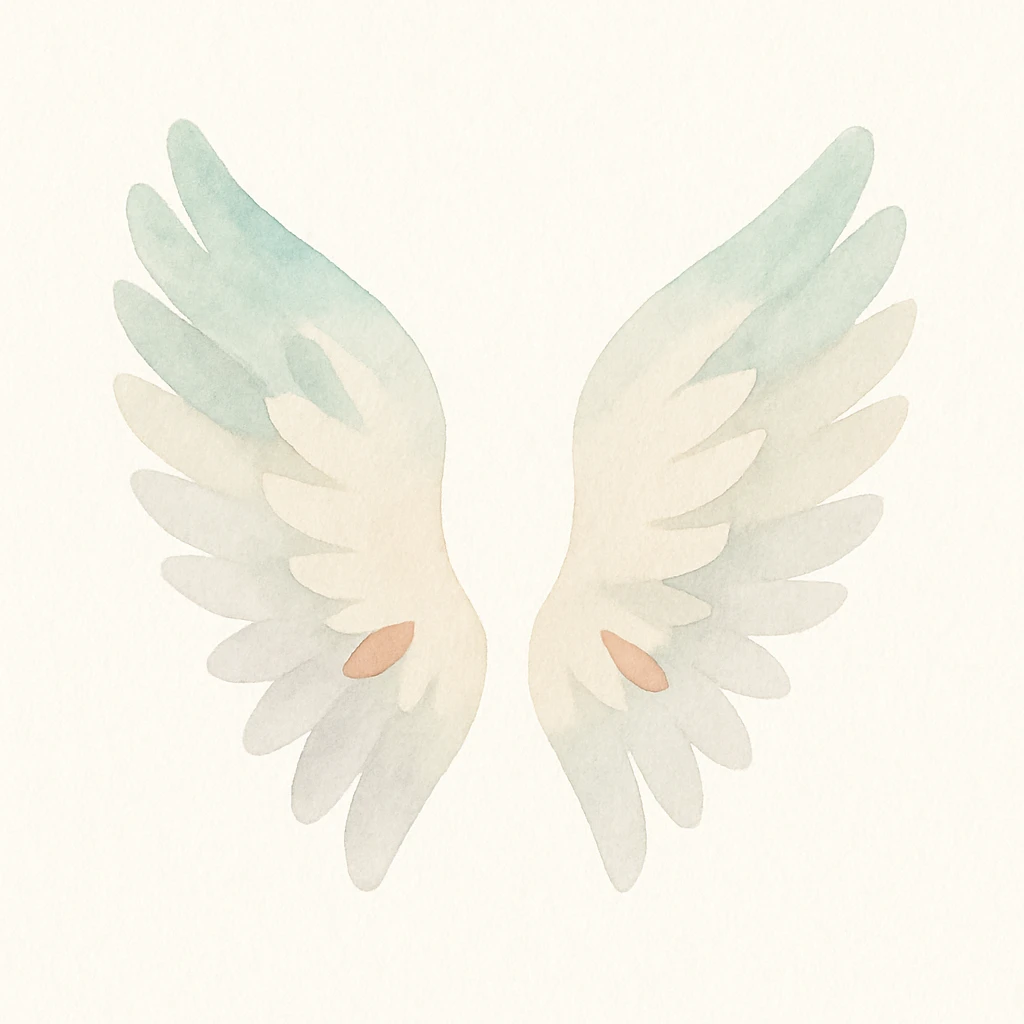 a pair of wings in watercolor art style emoji