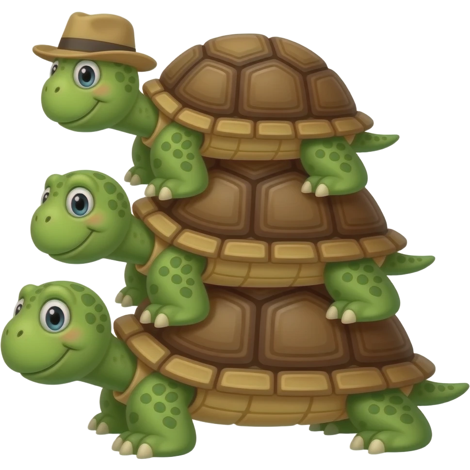make a tower of turtles with one had emoji