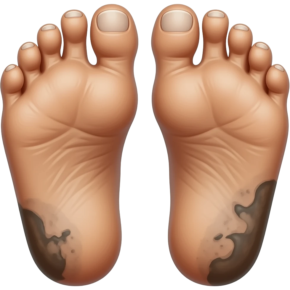 Rinkly feet with dirty toenails emoji