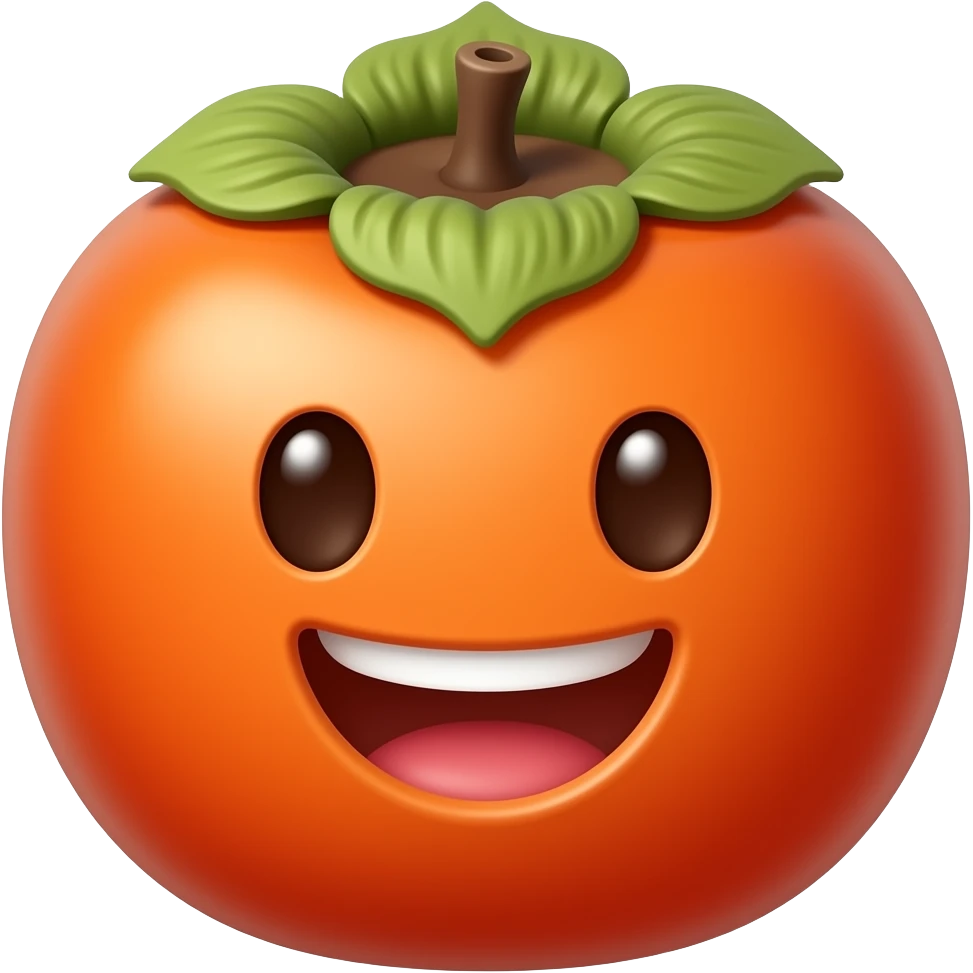african A cheerful, dark-skinned persimmon fruit with dark peel. emoji